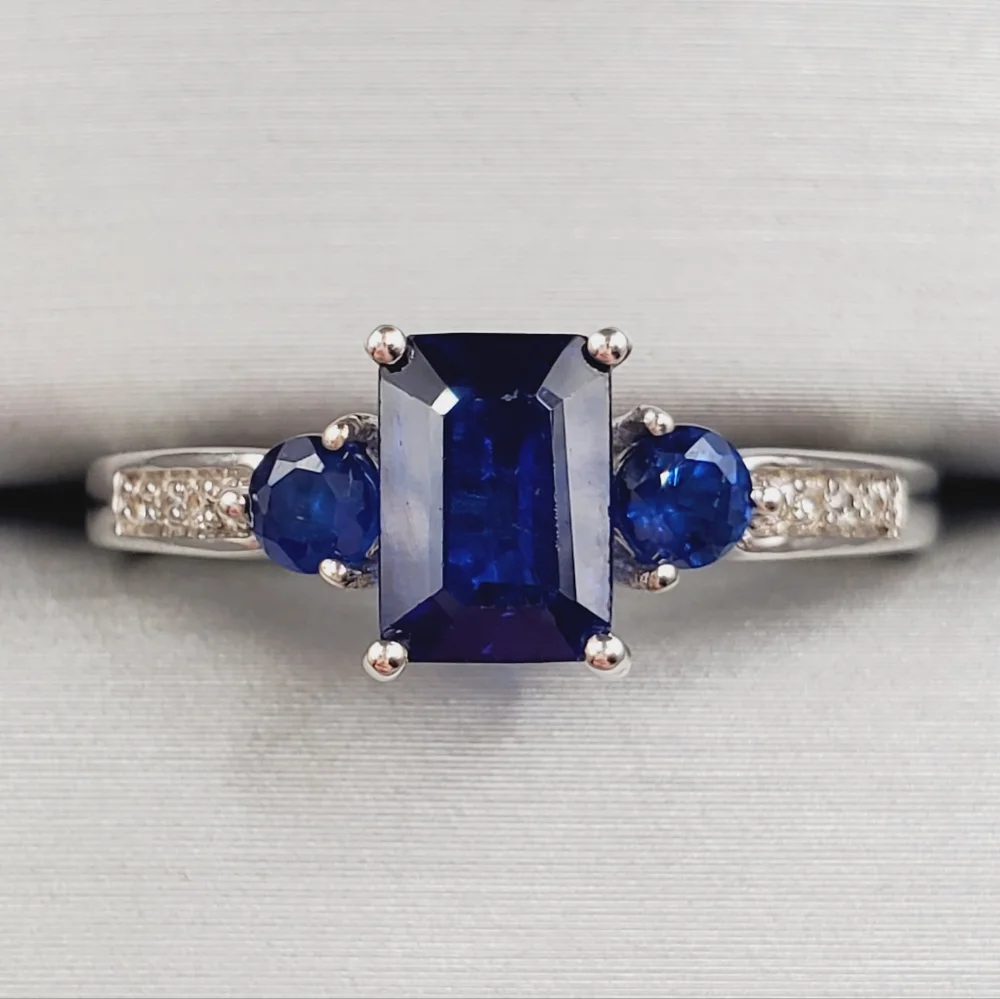 Genuine Blue Spinel Ring 925 Ring Sterling Silver Ring Blue Ring